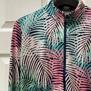 Tommy Bahama Women's Golf & Tennis M Tennis Activewear Palm Print Zip Up Stretch
